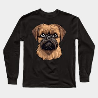 Brussels Griffon Face Cute Griffon Bruxellois Cartoon Puppy Dog Lover Long Sleeve T-Shirt